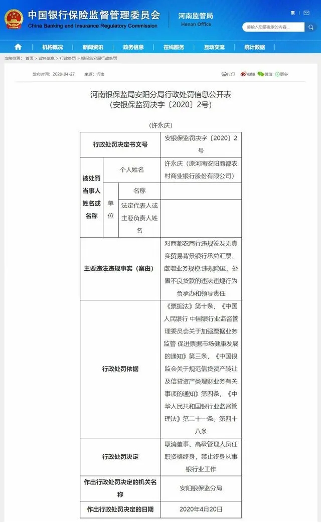 震惊！这一支行原行长因未严格审查票据贸易背景，被禁业15年！